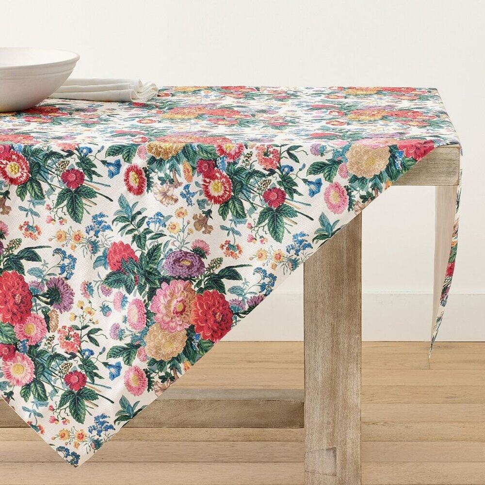 Pottery Barn Margeaux Oversized Embroidered Cotton Table Throw Cloth 50 x 70 NEW